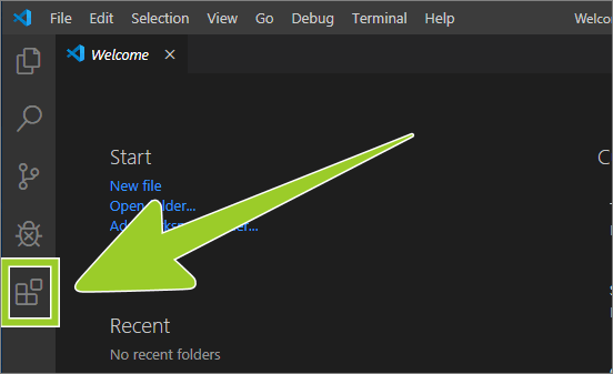 VSC extensions icon in the sidebar menu