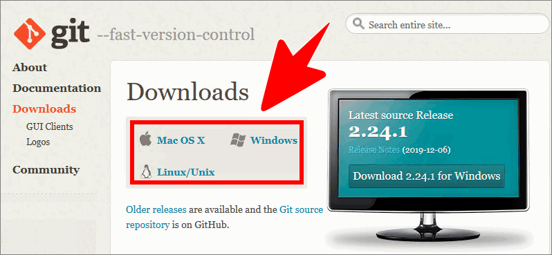 Download SCM Git client webpage