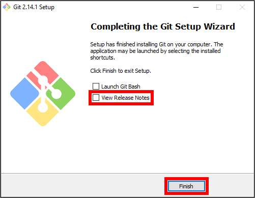 The SCM Git client installer prompt to indicate that installation has completed