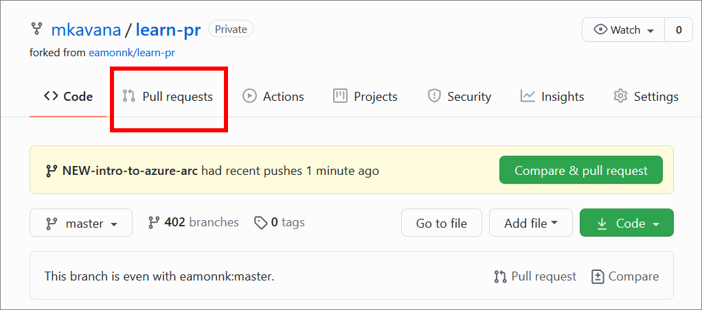 The GitHub 'Pull requests' tab