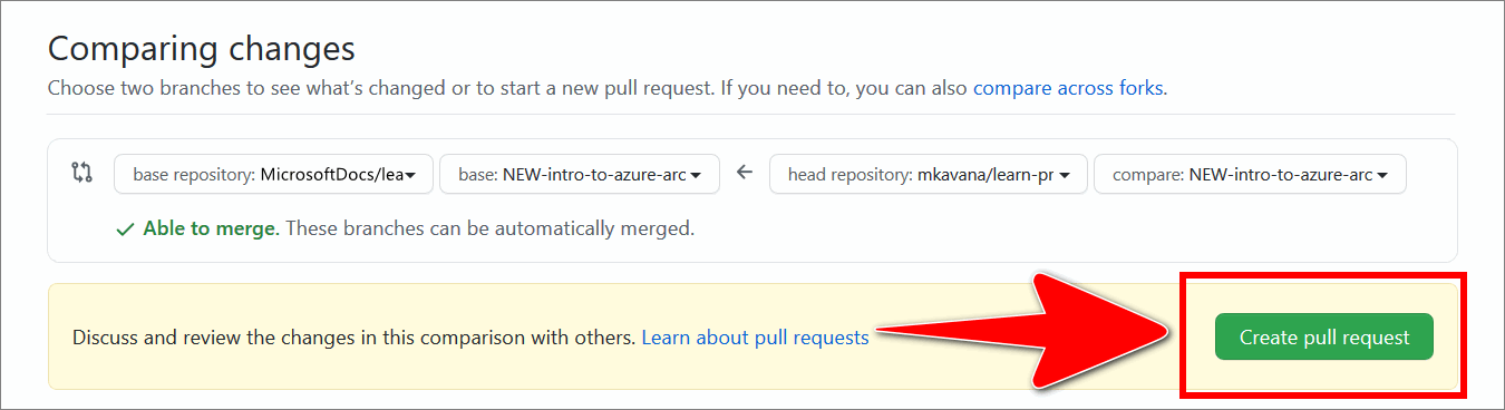 The GitHub 'Create pull request' button