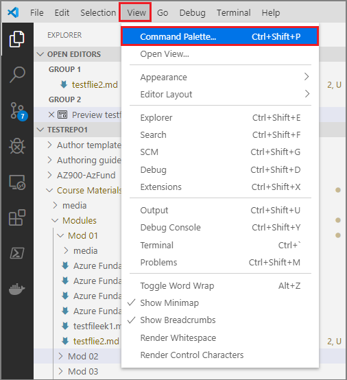 VSC command pallette