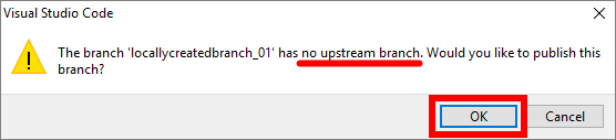 VSC 'no upstream branch' Git push error message