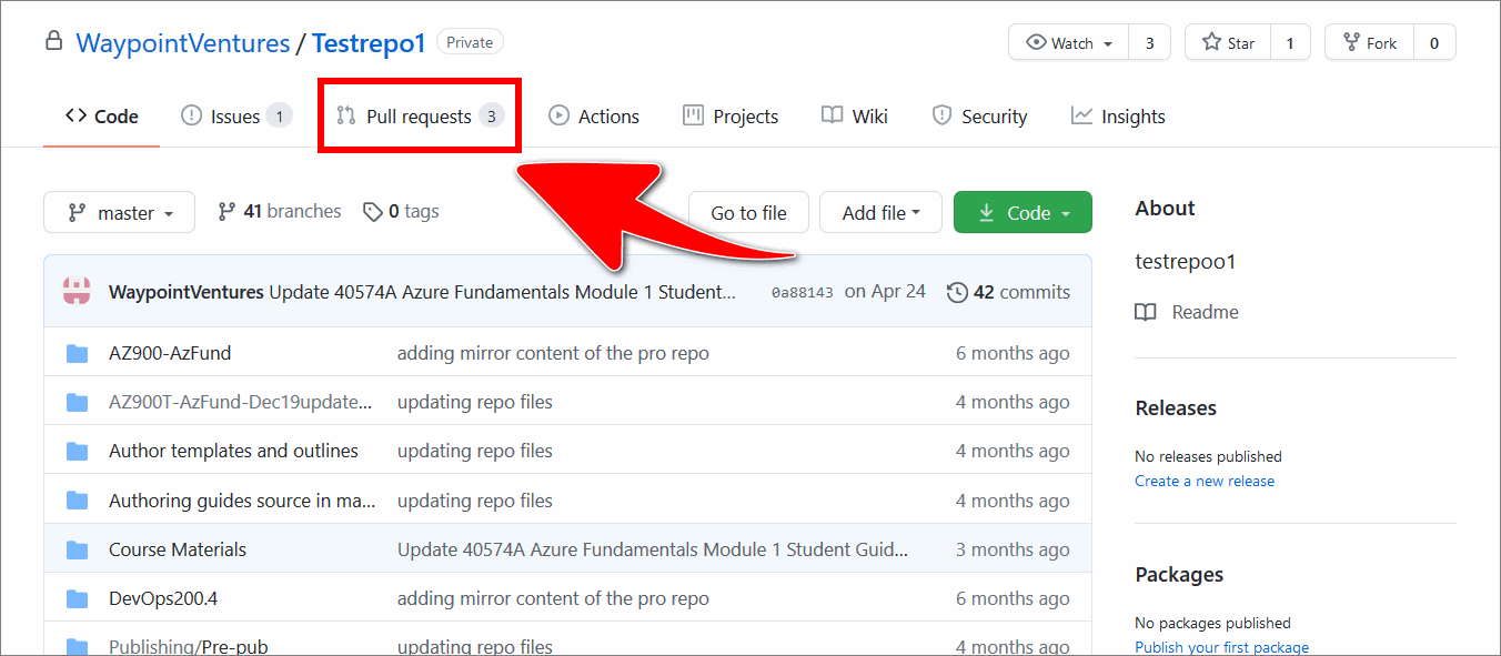 'Pull requests' tab on GitHub