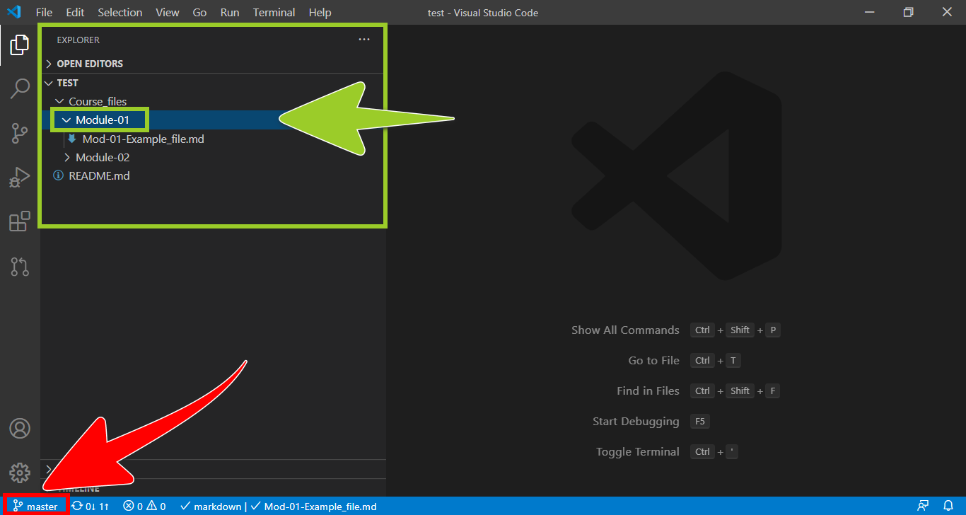 Example folder in VSC explorer