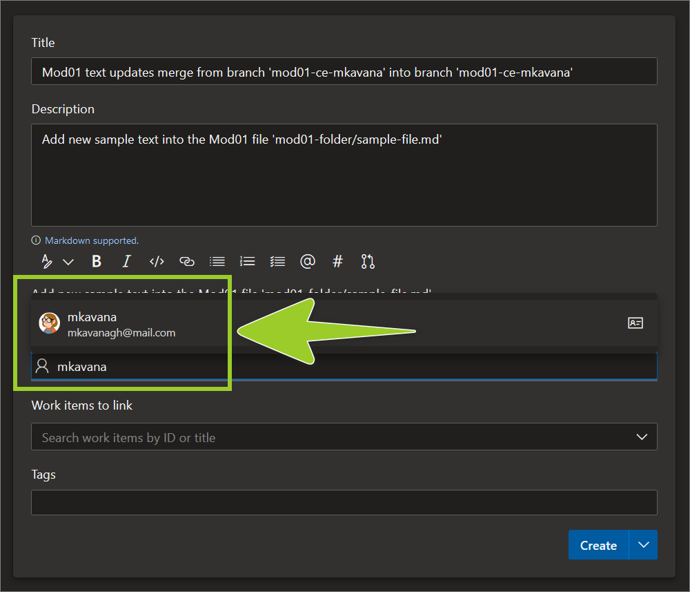 The 'Reviewers' pane in an example pull request tab on AzDevOps