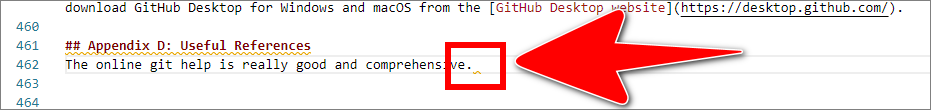 Example syntax error on a line in the VSC 'Editor tab'