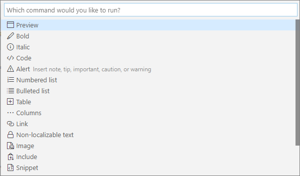 VSC 'markdown element menu'