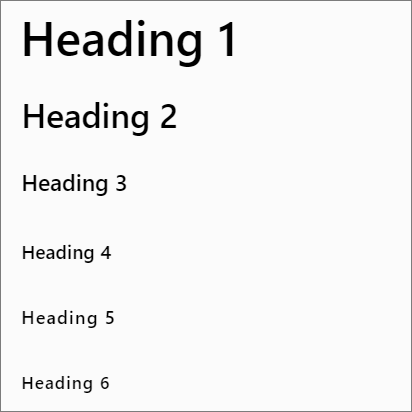 Examples of markdown headings at different levels