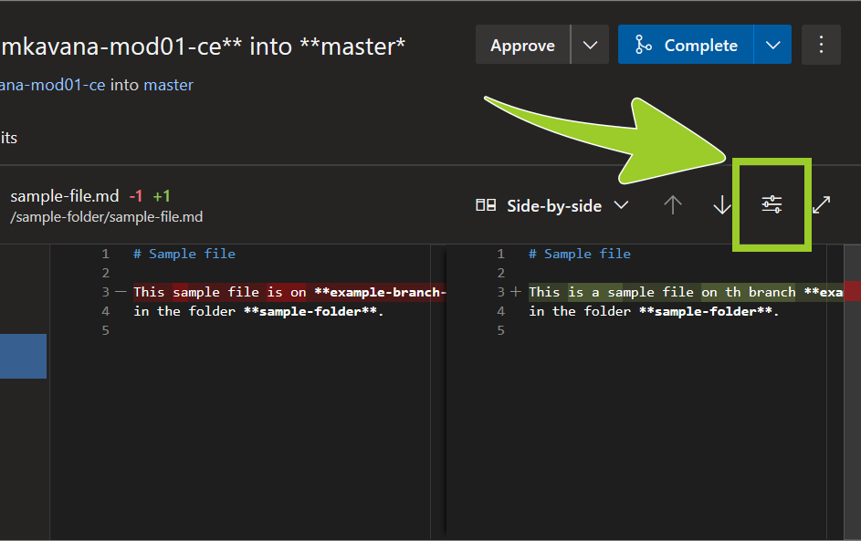 Example AzDevOps PR repo with the 'Editor preferences' settings selected